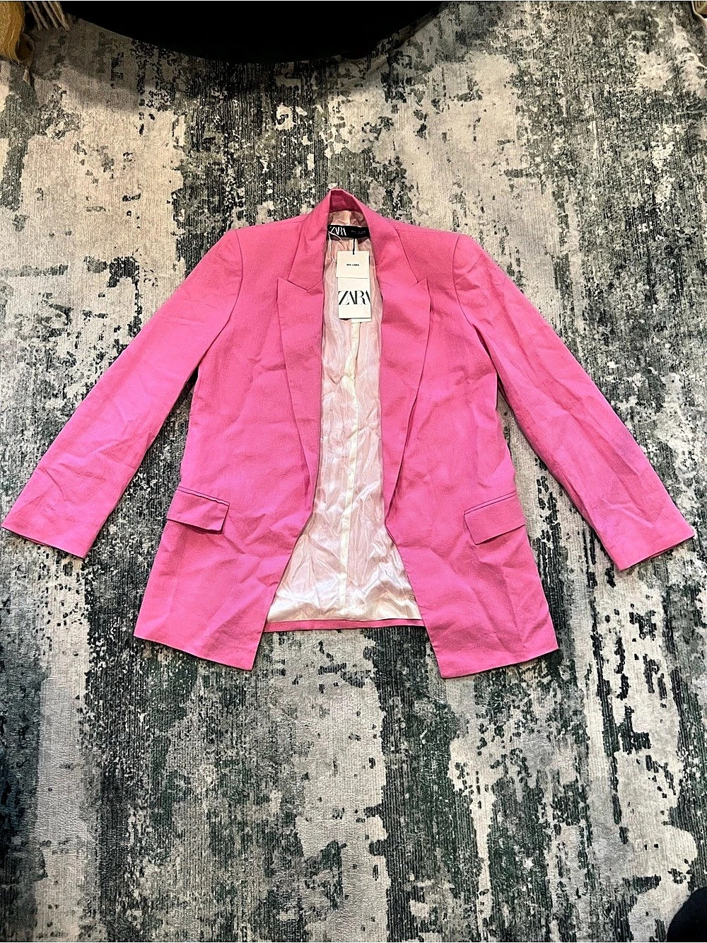 Zara Linen Blend Blazer Linen Blazer in Pink Size XS